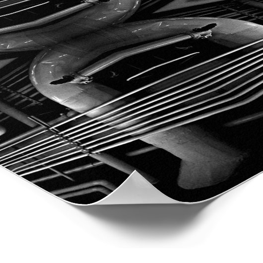 "Plafondpijpen I"; zwart/wit Poster (Hoek)