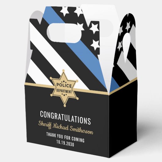 Plag van politie Sheriff Retirement Thin Blue Line Bedankdoosjes (Geopend)