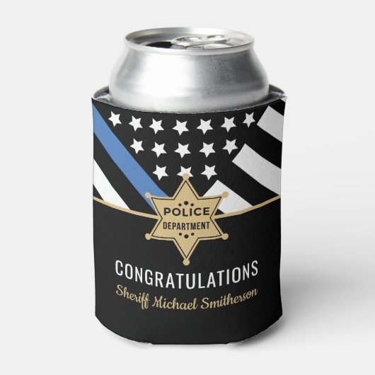 Plag van politie Sheriff Retirement Thin Blue Line Blikjeskoeler (Blikje Voorkant)