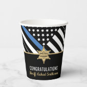 Plag van politie Sheriff Retirement Thin Blue Line Papieren Bekers (Achterkant)
