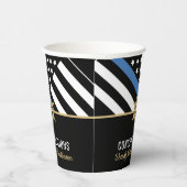 Plag van politie Sheriff Retirement Thin Blue Line Papieren Bekers (Rechts)