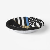 Plag van politie Sheriff Retirement Thin Blue Line Papieren Kommen (Gebogen)