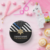 Plag van politie Sheriff Retirement Thin Blue Line Papieren Kommen (Feest)