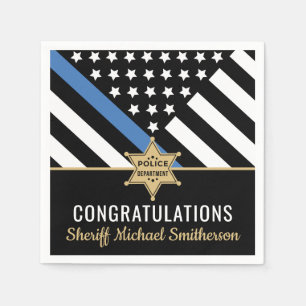 Plag van politie Sheriff Retirement Thin Blue Line Servet