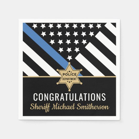 Plag van politie Sheriff Retirement Thin Blue Line Servet (Voorkant)