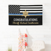 Plag van politie Sheriff Retirement Thin Blue Line Spandoek (Insitu)