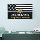 Plag van politie Sheriff Retirement Thin Blue Line Spandoek (Beurs)
