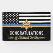Plag van politie Sheriff Retirement Thin Blue Line Spandoek (Horizontaal)
