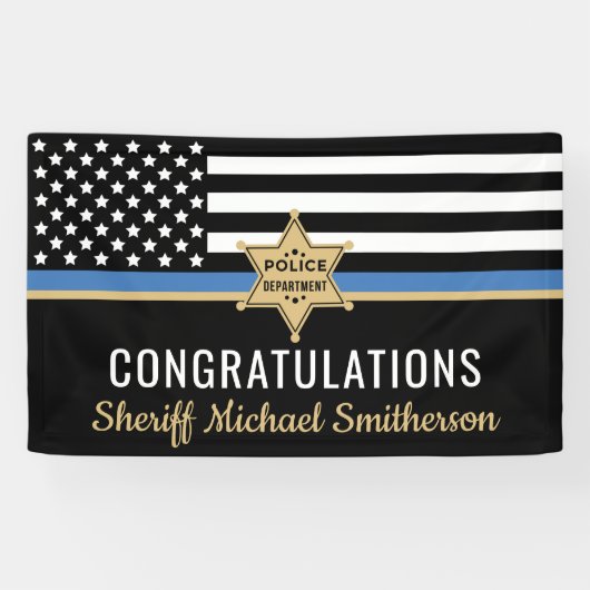 Plag van politie Sheriff Retirement Thin Blue Line Spandoek (Horizontaal)
