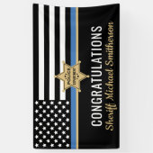 Plag van politie Sheriff Retirement Thin Blue Line Spandoek (Verticaal)