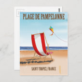 Plage de Pampelonne  franse reisposter Briefkaart (Voorkant / Achterkant)