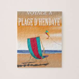 Plage d'Hendaye Vintage Franse reisposter Legpuzzel