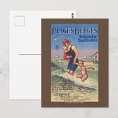 Plages Belges Vintage Poster 1920 Briefkaart (Voorkant / Achterkant)