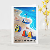 Plages de France - Vintage Travel Poster Kaart (Gele Bloem)