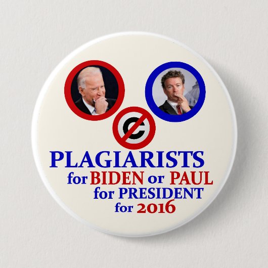 Plagiaristen voor Biden of Paul Ronde Button 7,6 Cm (Voorkant)
