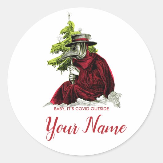Plague Doctor Funny Xmas Sticker (Voorkant)