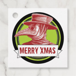 Plague Doctor Gift Label Rode Kerstmis