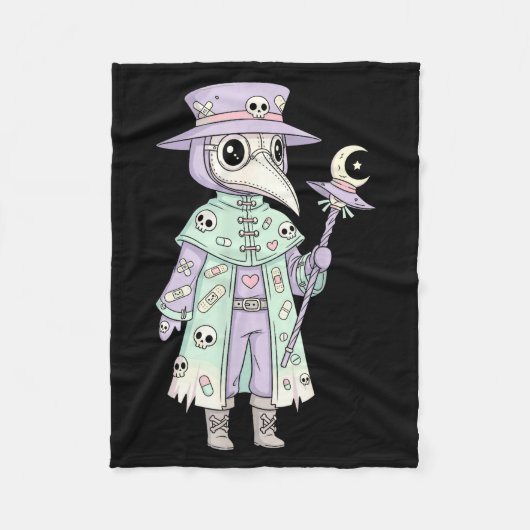 Plague Doctor Gothic Pastel Cute Moth Face Mask Oc Fleece Deken (Voorkant)