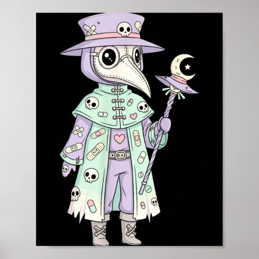 Plague Doctor Gothic Pastel Cute Moth Face Mask Oc Poster (Voorkant)
