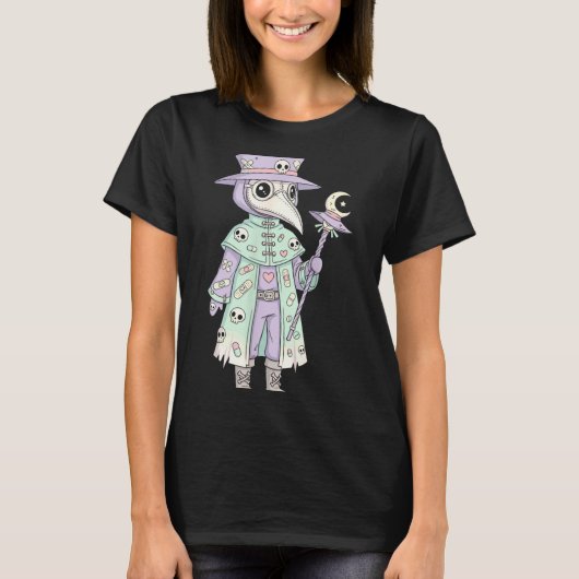 Plague Doctor Gothic Pastel Cute Moth Face Mask Oc T-shirt (Voorkant)
