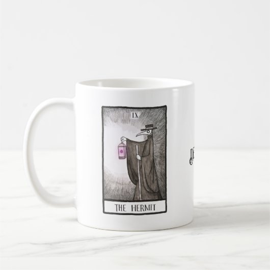 Plague Doctor Hermit Tarot Gothic Art Custom name Koffiemok (Links)