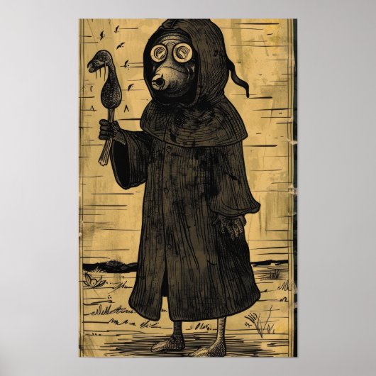 Plague Doctor Kawaii C Poster - Retro Art (Voorkant)