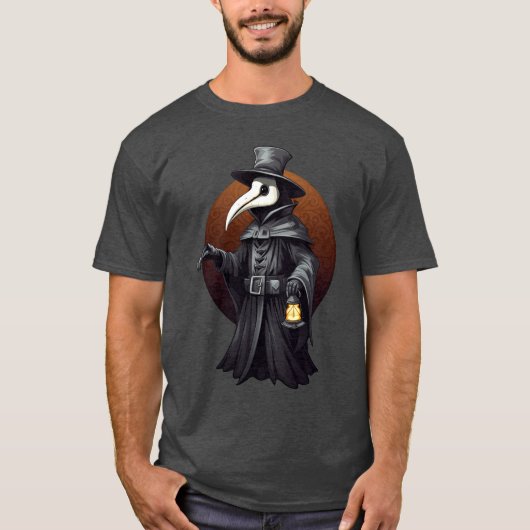 Plague Doctor Lantern T-Shirt – Dark Gothic (Voorkant)