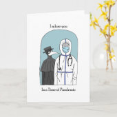Plague Doctor met COVID-arts Grappig Ik hou van je Kaart (Gele Bloem)