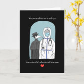 Plague Doctor met COVID-arts Jane Austin citaat Kaart (Gele Bloem)