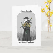 Plague Doctor met vogel en bloemen grappig Kaart (Gele Bloem)