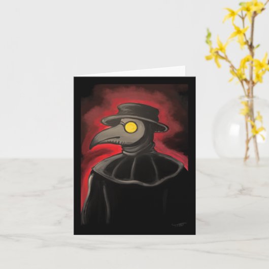Plague Doctor Painting-Sticker Kaart (Gele Bloem)