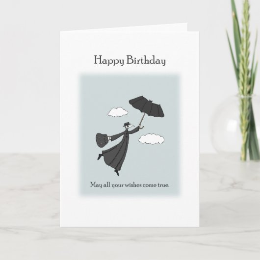 Plague Doctor vliegend met Bat Umbrella Birthday Kaart (Voorkant)