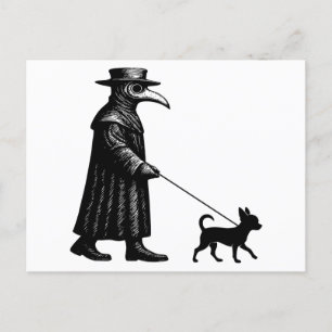 Plague Doctor Walking Chihuahua Feestdagenkaart