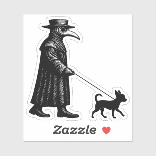Plague Doctor Walking Chihuahua Sticker (Vel)