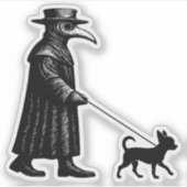 Plague Doctor Walking Chihuahua Sticker (Voorkant)