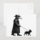 Plague Doctor Walking Frenchie Feestdagenkaart (Voorkant / Achterkant)