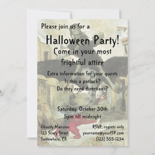 Plague van Arnold Bocklin, partij Halloween Kaart (Achterkant)