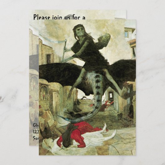 Plague van Arnold Bocklin, partij Halloween Kaart (Voorkant / Achterkant)