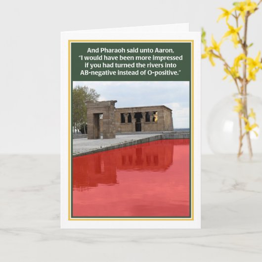 Plagune of Blood AB-negative Funny Passover Card Kaart (Gele Bloem)