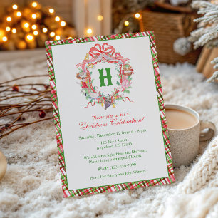 Plaid 12 Days of Christmas Monogram Crest Feest Kaart