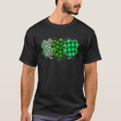 Plaid 3 Lucky Shamrock Green Leopard Irish St Patr T-shirt (Voorkant)