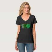 Plaid 3 Lucky Shamrock Green Leopard Irish St Patr T-shirt (Voorkant volledig)