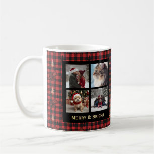 Plaid 4 Foto Kerst Rood Zwart Rustieke Chic Koffiemok