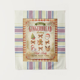  Plaid achtergrond retro rustieke Gingerbread Wandkleed