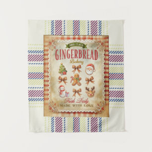 Plaid achtergrond retro rustieke Gingerbread Wandkleed