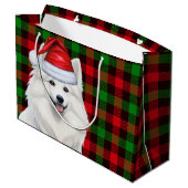 Plaid Amerikaanse Eskimo Dog Holiday Groot Cadeauzakje (Achterkant Gekanteld)
