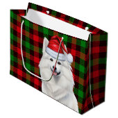 Plaid Amerikaanse Eskimo Dog Holiday Groot Cadeauzakje (Voorkant Gekanteld)