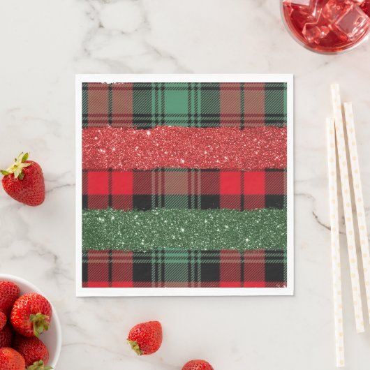 Plaid and Glitter Paper Napkin Servet (Insitu)