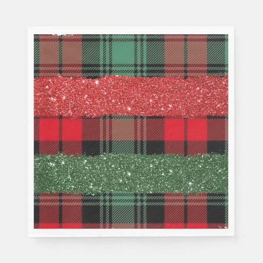 Plaid and Glitter Paper Napkin Servet (Voorkant)