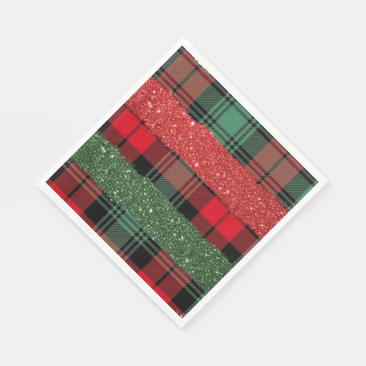 Plaid and Glitter Paper Napkin Servet (Hoek)
